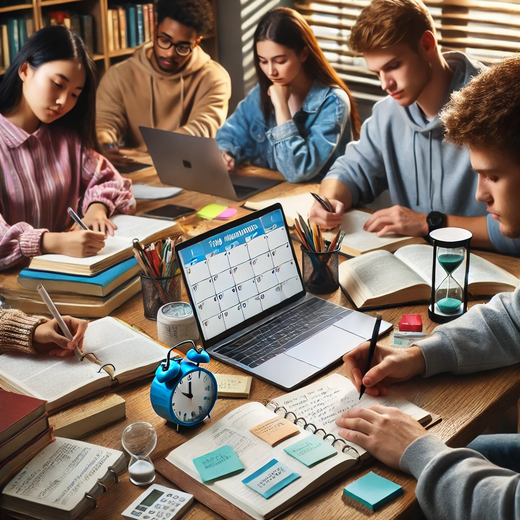 Students excelling in higher education using time management strategies