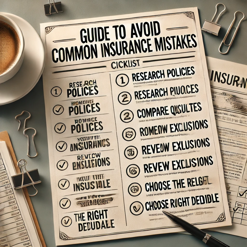 Image representing a checklist or guide on how to avoid common mistakes when buying insurance.